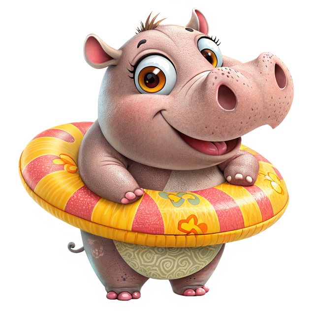 Nilpferd mit ring clipart